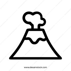 Line Art Simple Volcano Eruption Mountain Shape Graphic Element Icon