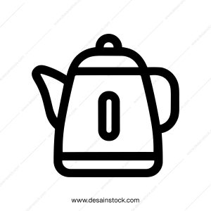 Simple Line Kettle Pot Minimalist Outline Kitchen Appliance Illustration