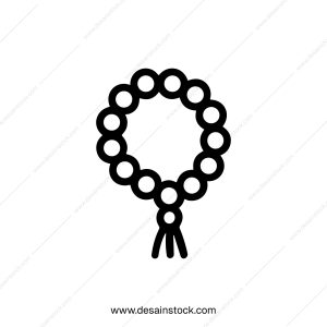Minimalist Line Art Prayer Beads Icon with Tassel Ornament