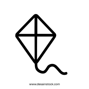 Simple Outline Black and White Kite Toy Flying Equipment Icon