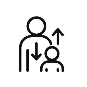 Line Art Mentorship Guidance Icon Featuring Arrows Upward Downward Illustration