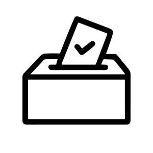 Simple Outline Ballot Box with Checkmark on Envelope Icon Design