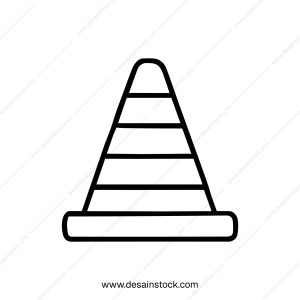 Simple Line Art Traffic Cone Minimalist Symbol Shape Illustration Icon