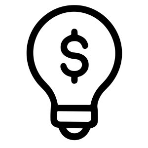 Minimalist Outline Lightbulb Dollar Sign Currency Symbol Icon Design