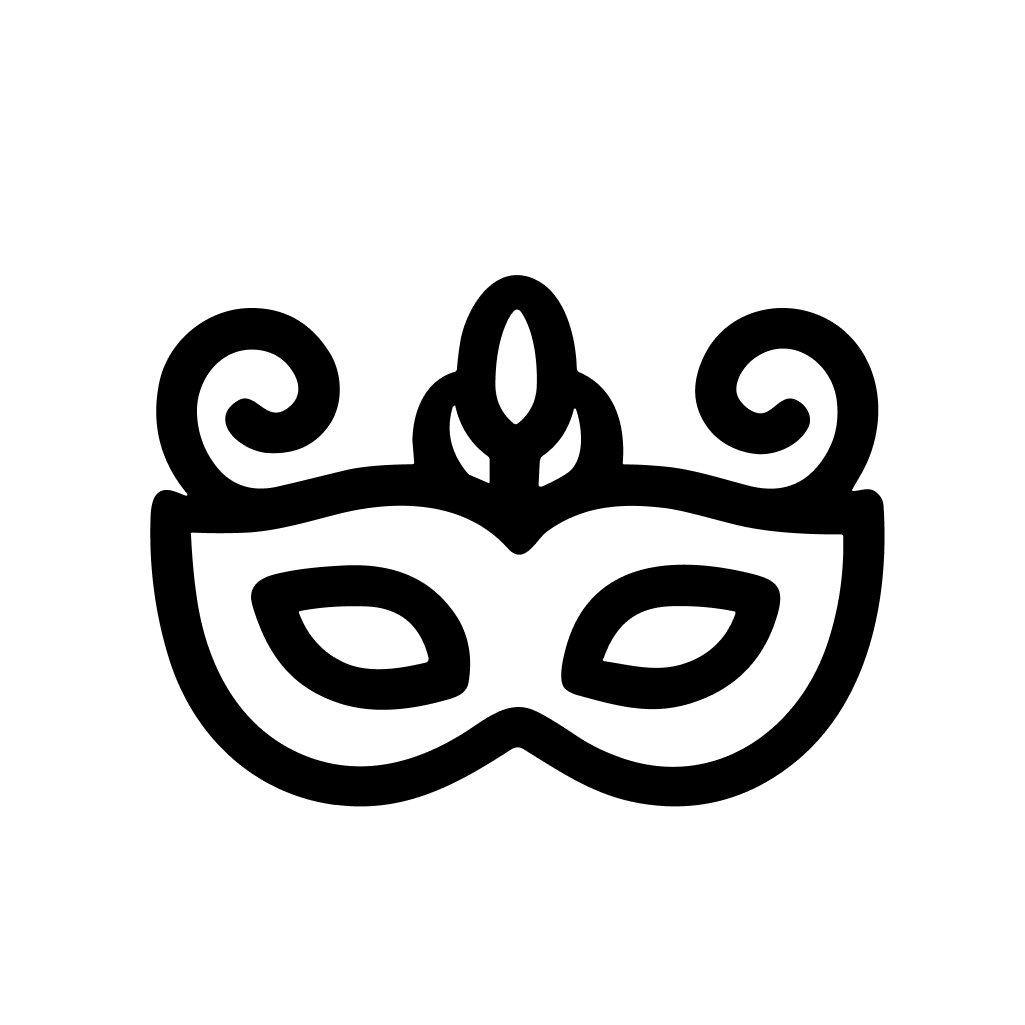 Simple Line Style Carnival Masquerade Party Decorative Mask Icon Symbol