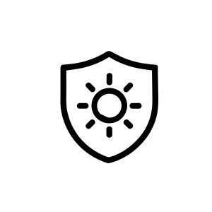 Line Drawing Shield with Sun Protection Icon Safety and Security Symbol