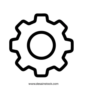 Simple Outline Isolated Gear Cogwheel Machine Part Mechanical Icon