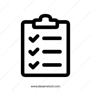 Simple Outline Clipboard Checklist with Checkmarks and Lines Task Sign