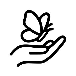 Minimalist Line Art Hand Holding Butterfly Silhouette Graphic Element Icon