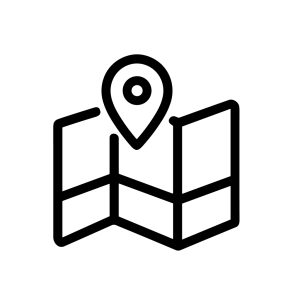 Minimalist Line Drawing Location Pin on Folded Map Travel Icon