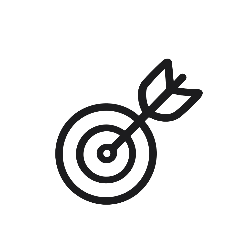 Minimalist Line Style Arrow Aiming at Target Bullseye Icon Design