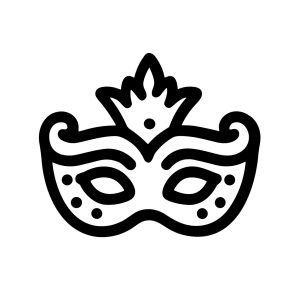 Minimalist Line Drawing Carnival Mask Decorative Party Celebration Symbol Icon