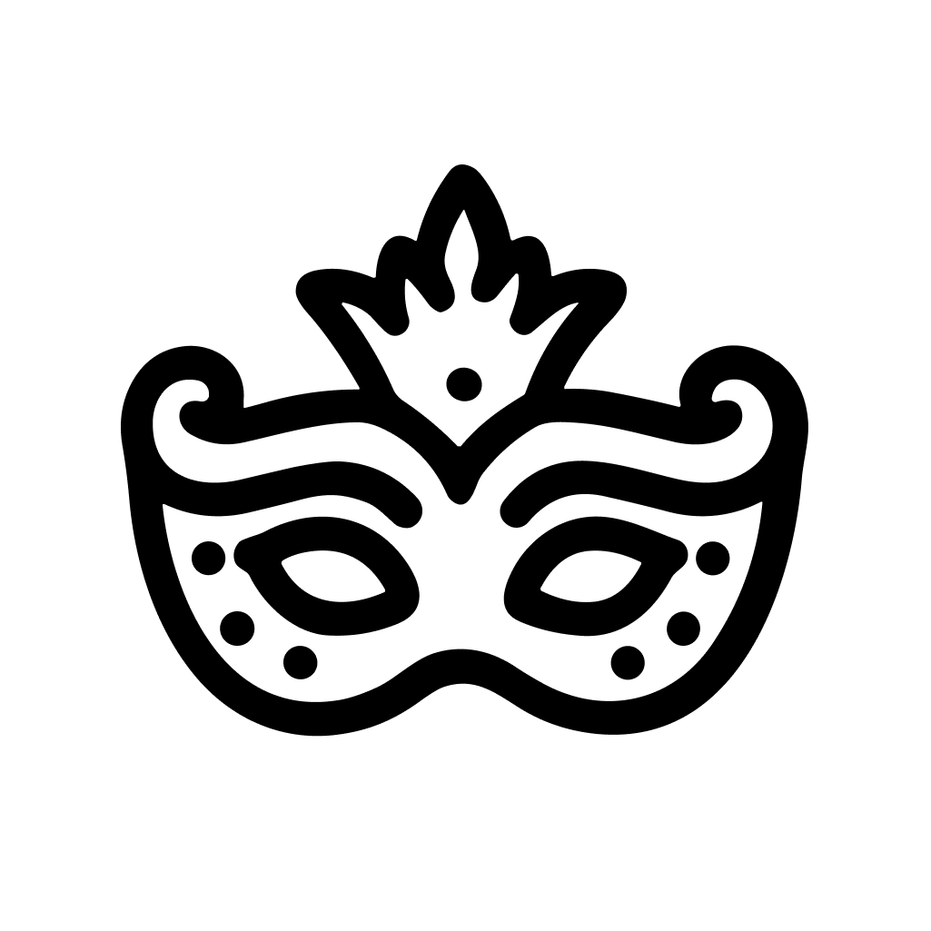 Minimalist Line Drawing Carnival Mask Decorative Party Celebration Symbol Icon