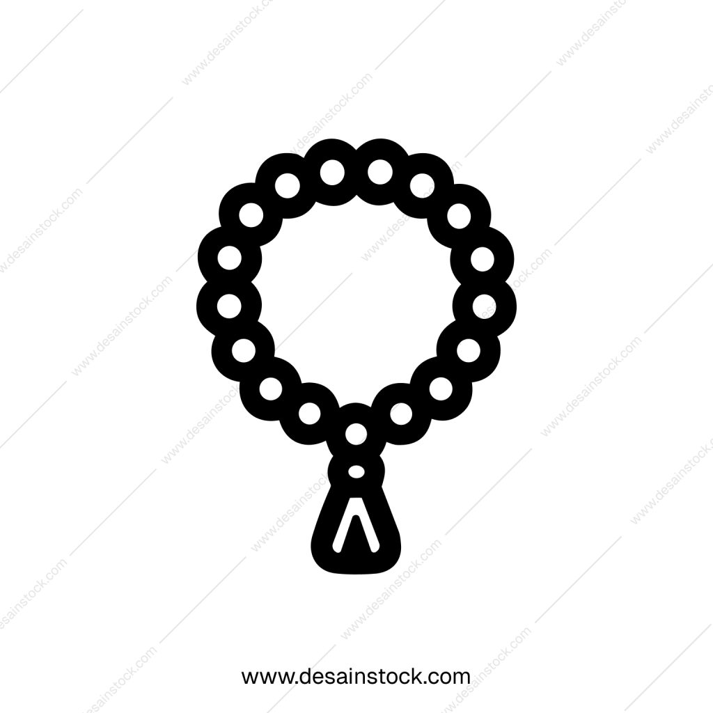 Simple Line Drawing Rosary Beads Islamic Religion Prayer Icon Shape