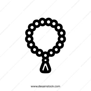Simple Line Drawing Rosary Beads Islamic Religion Prayer Icon Shape