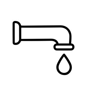 Simple Line Art Water Faucet with Dripping Drop Plumbing Icon
