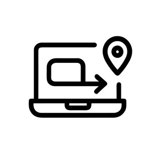 Outline Stroke Laptop Computer Route Navigation Icon for Application Interface