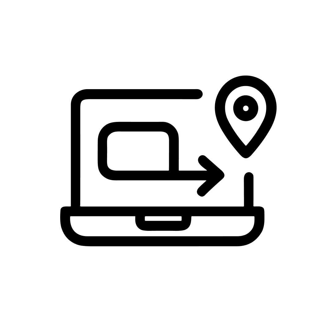 Outline Stroke Laptop Computer Route Navigation Icon for Application Interface
