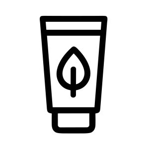 Simple Outline Cream Tube with Leaf Symbol Beauty Product Icon