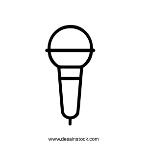 Simple Outline Microphone Equipment Communication Device Recording Singing Entertainment Icon