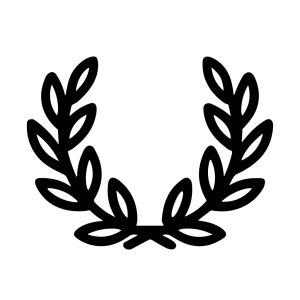 Minimalist Outline Handdrawn Laurel Wreath Branch Leaves Decorative Design Element