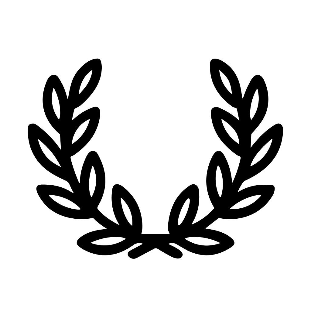Minimalist Outline Handdrawn Laurel Wreath Branch Leaves Decorative Design Element