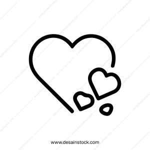 Simple Outline Love Heart with Smaller Hearts Decoration Icon