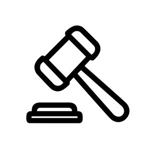Simple Outline Stroke Auction Gavel Law Judgement Symbol Icon Illustration