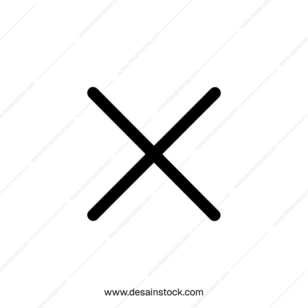 Simple Bold Cross Mark Icon Element Illustration in Black and White