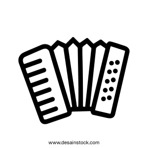 Simple Outline Accordion Music Instrument Isolated on White Background Icon