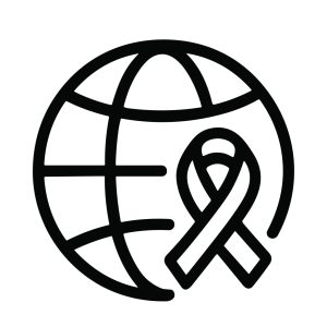 Outline Simple Awareness Ribbon on Globe Health Campaign Symbol Icon