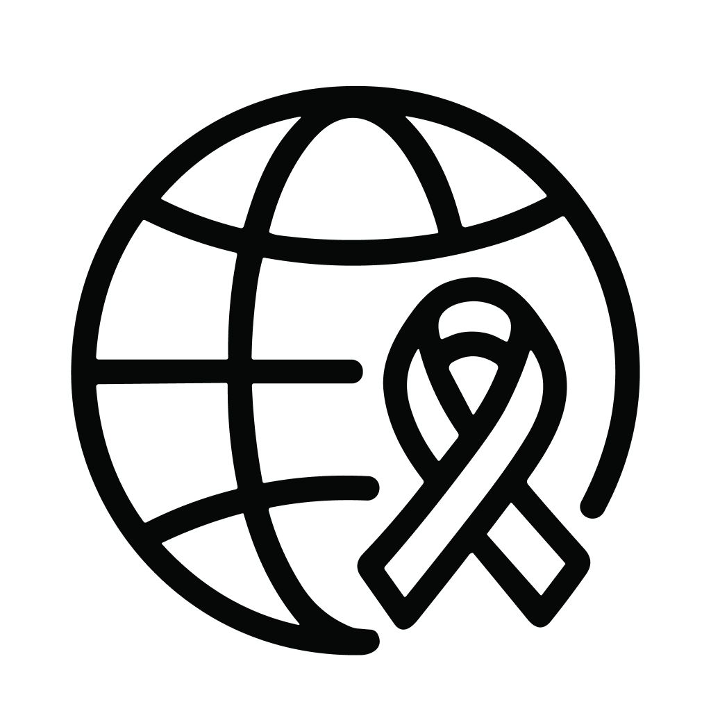 Outline Simple Awareness Ribbon on Globe Health Campaign Symbol Icon