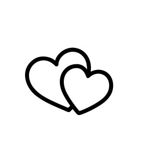 Simple Outline Two Hearts Romantic Relationship Symbol Element Icon