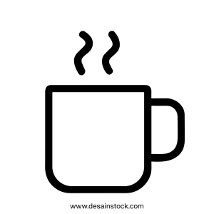 Minimalist Outline Mug Drink with Hot Steam Icon Illustration