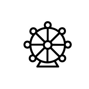 Minimalist Line Art Ferris Wheel Amusement Park Attraction Icon