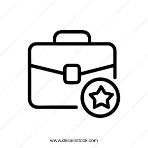 Minimalist Line Art Briefcase with Star Icon, Job Application Element