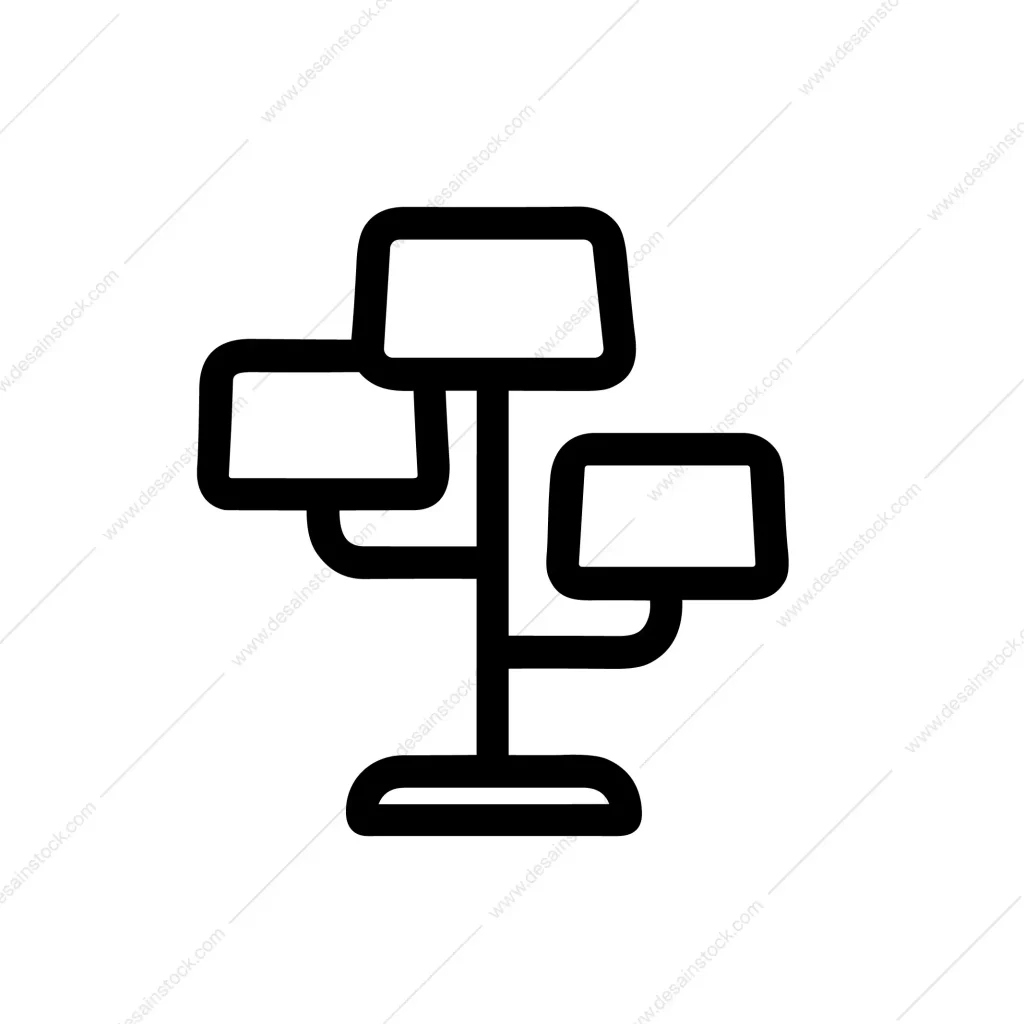 Simple Outline Decorative Tree Lamp Stand Interior Living Room Furniture Icon