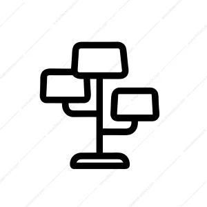 Simple Outline Decorative Tree Lamp Stand Interior Living Room Furniture Icon