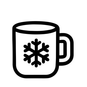 Simple Line Art Mug with Snowflake Winter Holiday Drink Icon