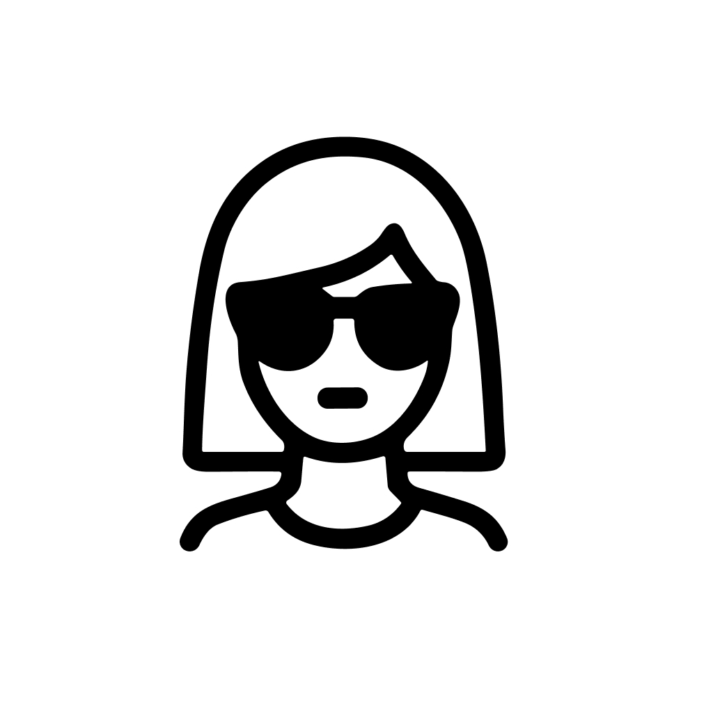 Simple Outline Woman with Sunglasses Avatar User Profile Icon