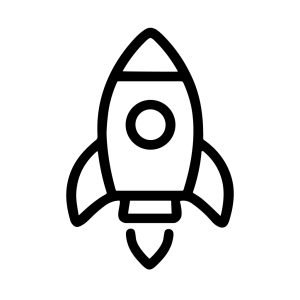 Minimalist Outline Spacecraft Startup Launching Rocketship Transportation Icon Design Element
