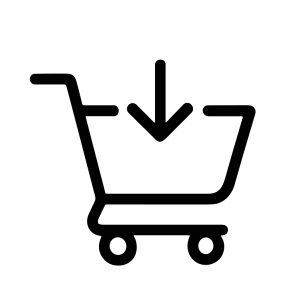 Simple Outline Shopping Cart Arrow Down Sign Symbol Icon Design