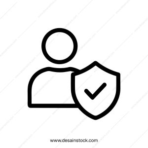Minimalist Outline User Protection Shield with Checkmark Icon Symbol