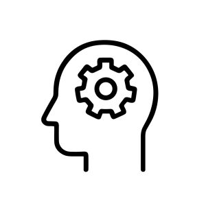 Outline Lineart Gear Inside Head Symbol Abstract Thought Process Icon