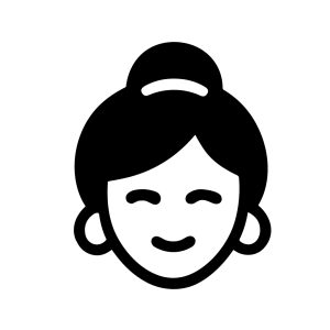 Simple Line Smiling Woman Face Illustration with Hair Bun Avatar Icon