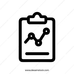 Minimalist Outline Clipboard with Line Graph Icon for Business Data