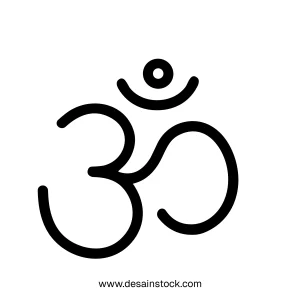 Simple Outline Religious Om Symbol Icon Sign Shape Element Design