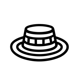 Minimalist Outline Straw Boater Hat Fashionable Accessory Line Art Illustration