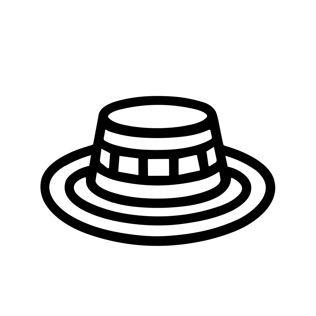 Minimalist Outline Straw Boater Hat Fashionable Accessory Line Art Illustration