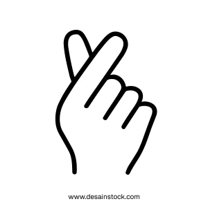 Simple Lineart Finger Heart Korean Love Sign Hand Gesture Icon
